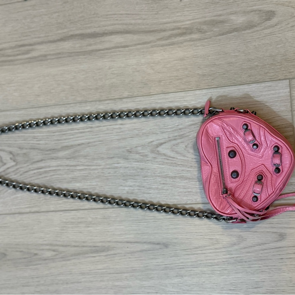 Balenciaga Pink Heart Crossbody Bag with Chain Strap